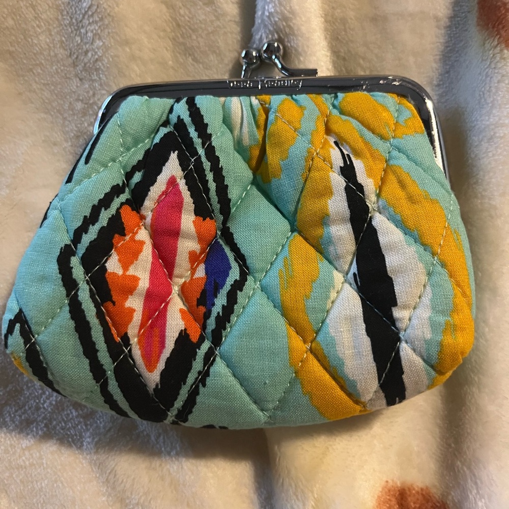 Vera Bradley Quilted Aqua and Yellow Coin Purse